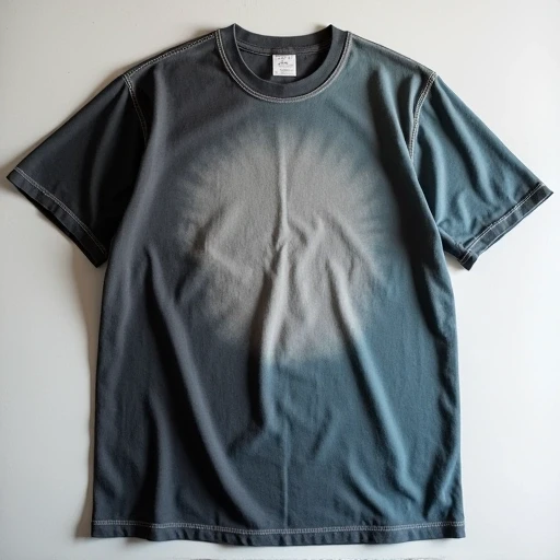 Flat lay of oversized T-shirts with faded vintage wash in washed black, dusty blue, and grey - garment-dyed cotton tees made by Tiruppur apparel factory.