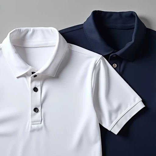 Close-up flat lay of polo T-shirts showing ribbed collar, two-button placket, and sleeve cuff details - textured cotton pique fabric by Indian T-shirt manufacturer.
