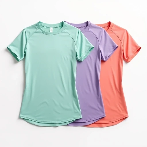 Flat lay of dual-tone activewear T-shirts with contrast panels black-grey and red-charcoal - lightweight quick-dry polyester sports T-shirts from India manufacturer.